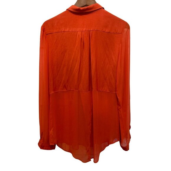 Women's Med Free People Sheer Luck Shirt Rust Orange Long Sleeve - Picture 8 of 10